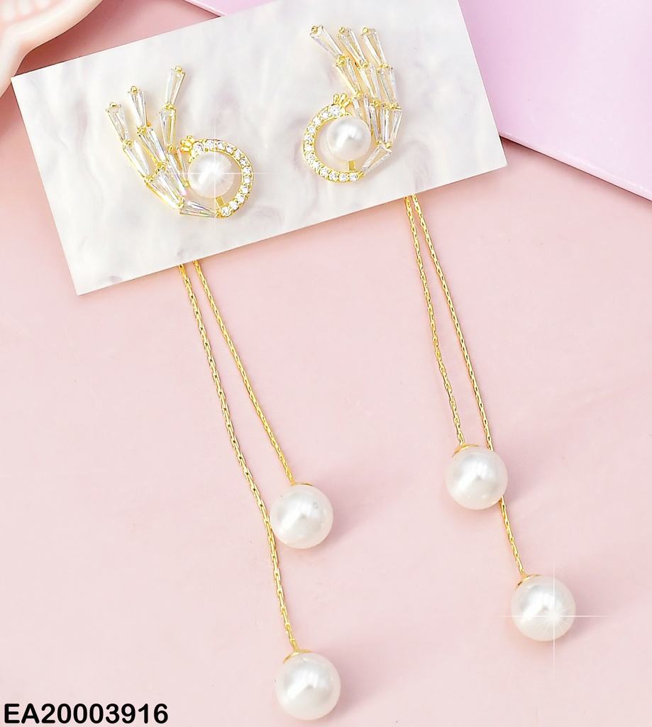 ARETES DOR PAVOREAL ZIRC RECT. PERLA CENTRO / COLGANTES EE1580-169