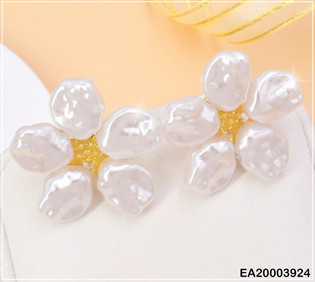 ARETES FLOR PERLAS CORRUGADAS EE1731-120