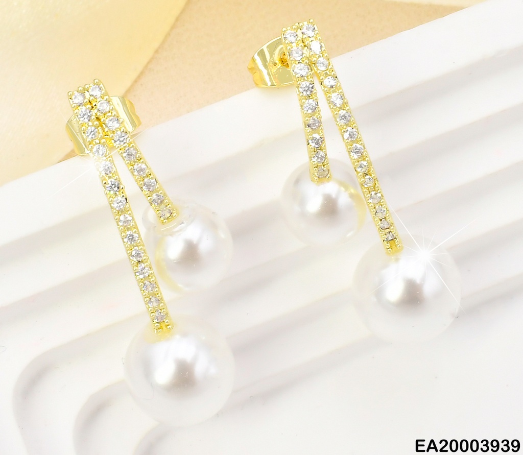 ARETES DOR DOS LINEAS ZIRC /PERLAS GR-PQ  EE1758-296