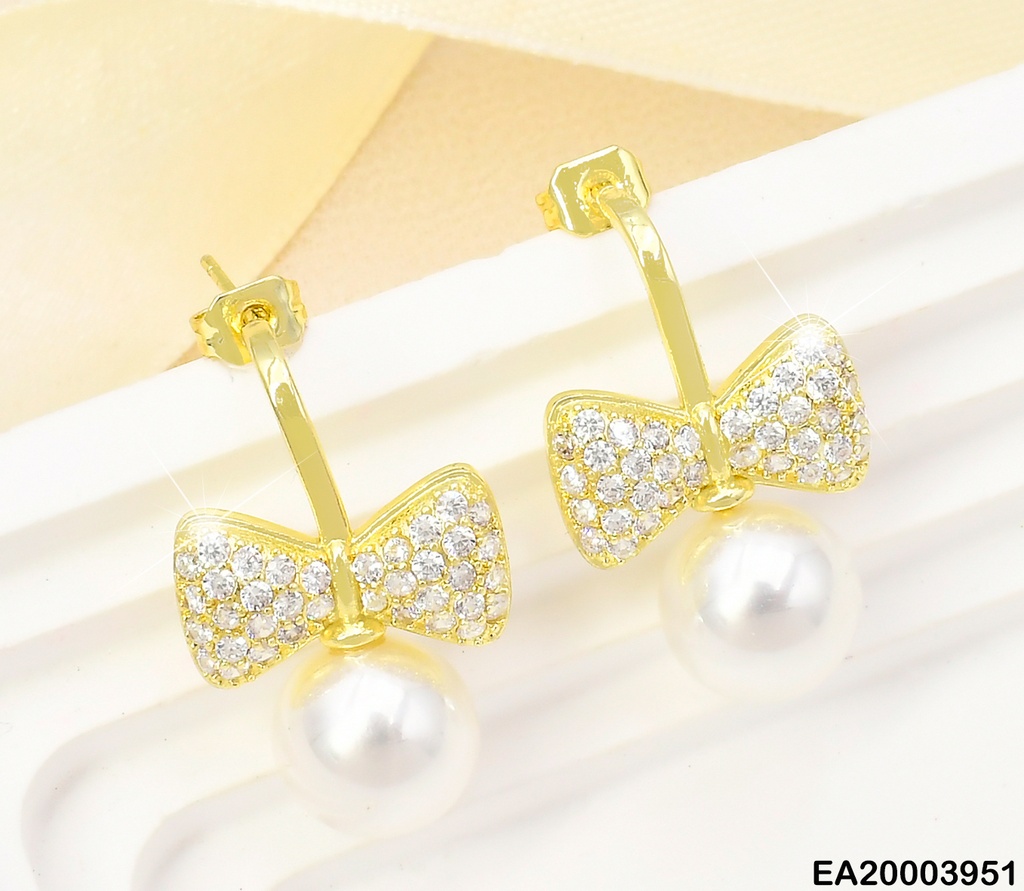 ARETES DOR LAZO ZIRCONIAS/PERLA EE1813-296