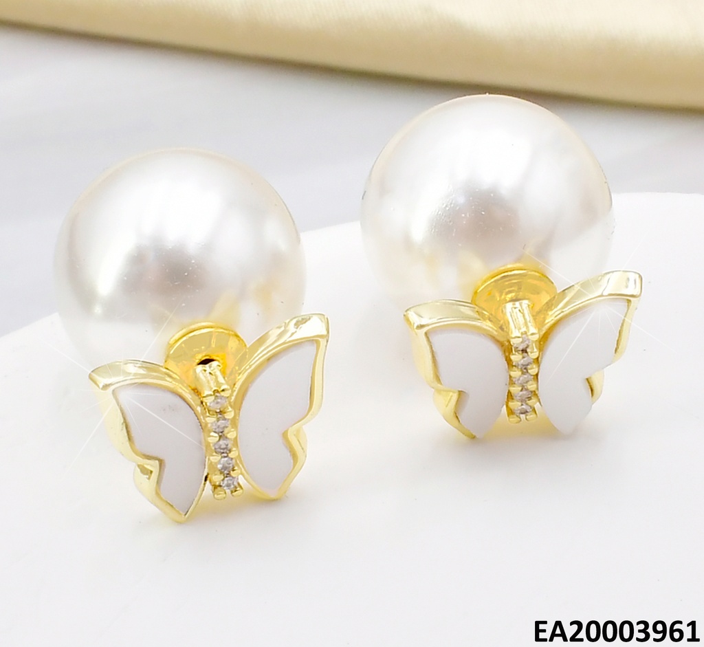ARETES MARIPOSA NACAR C/PERLA ATRAS EE1730-3