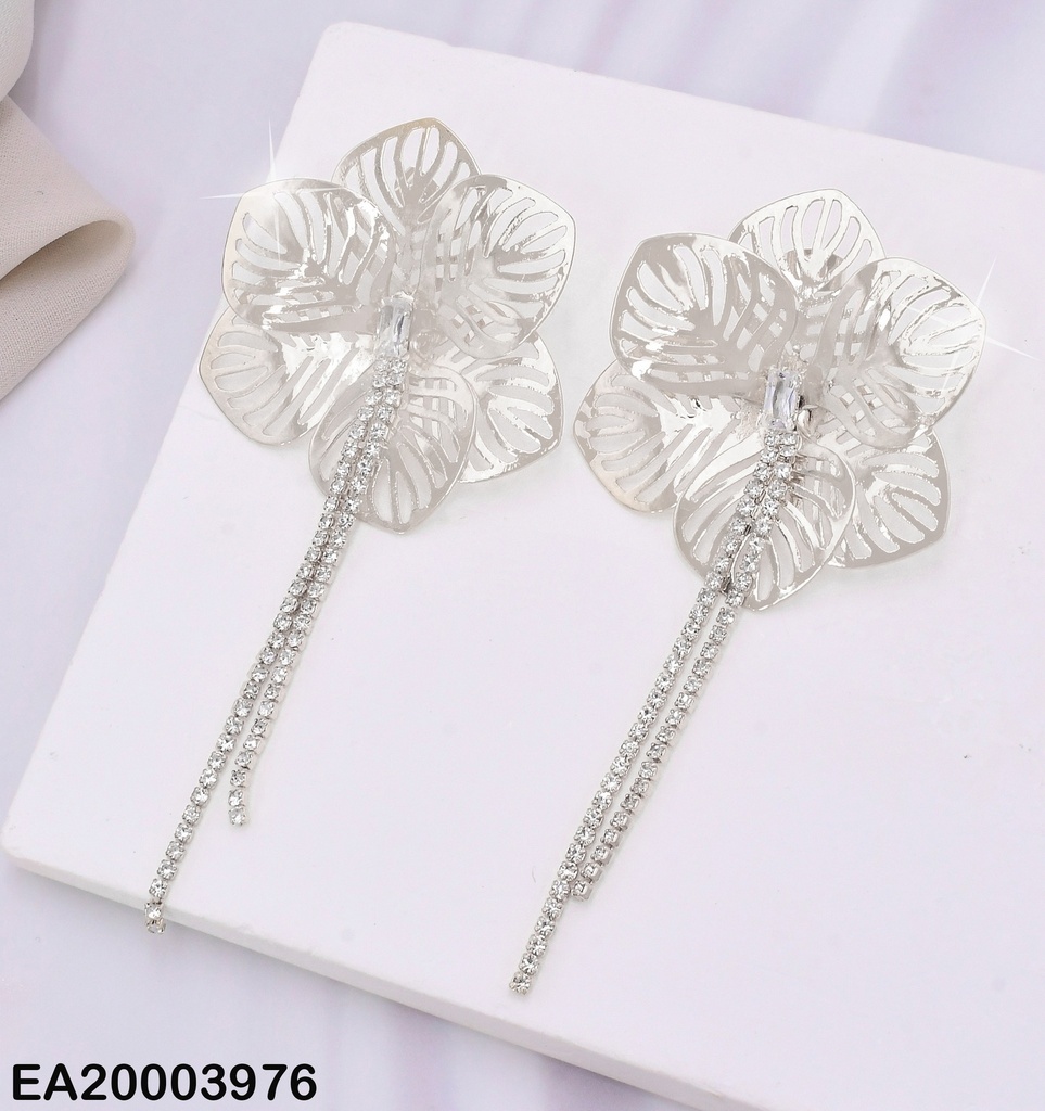 ARETES FLOR PLAT CALADA LINEA ZIRC COLGANTE EE1907-301