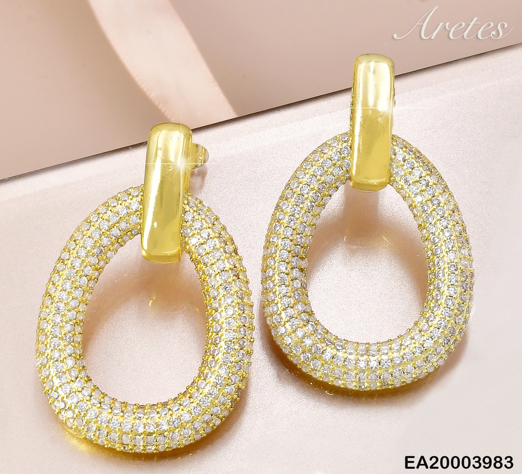 ARETES DOR RECTANGULO/ CROQUI GOTA ZIRC EE1949-268