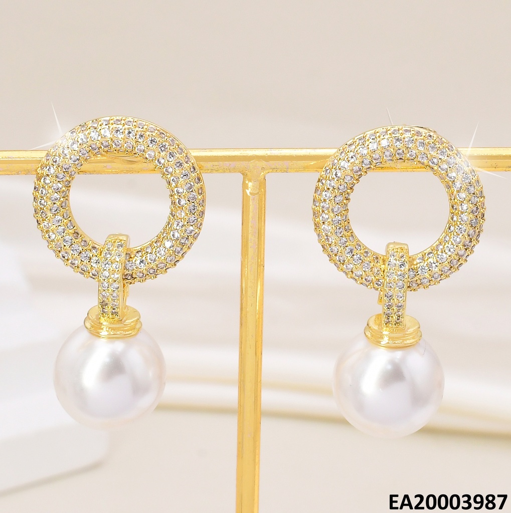 ARETES CIRCULO ZIRCONIAS C/PERLA EE1959-268