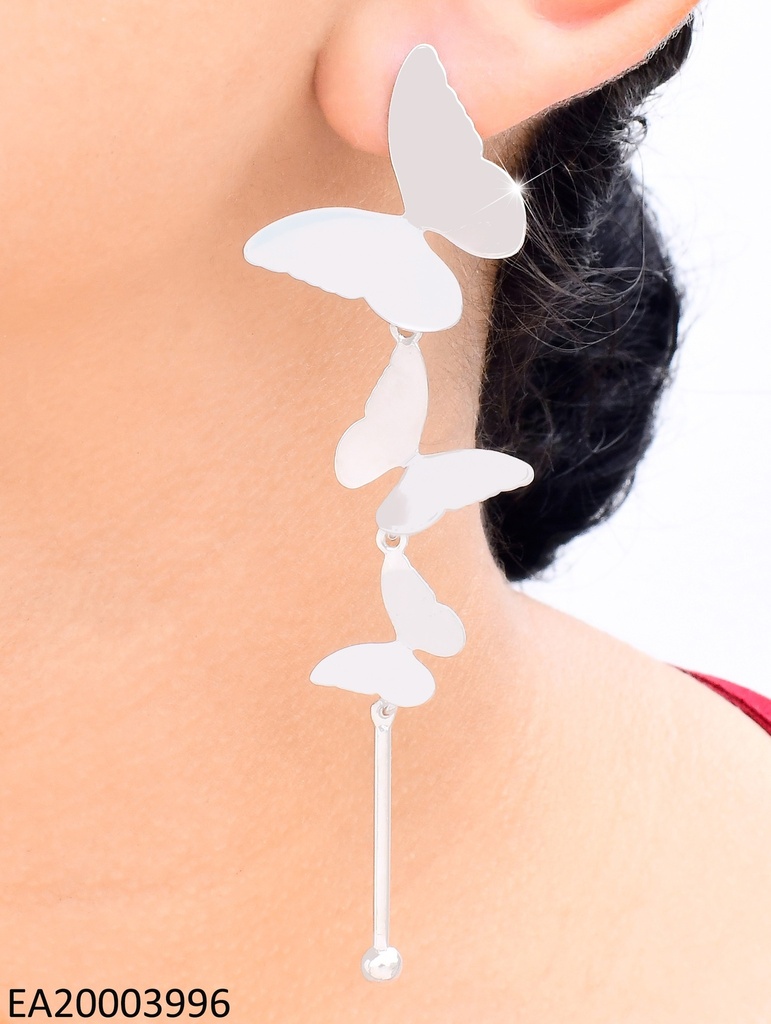 ARETES PLAT. 3 PLACAS MARIPOSAS VERTICAL C/PENDULO 001-301