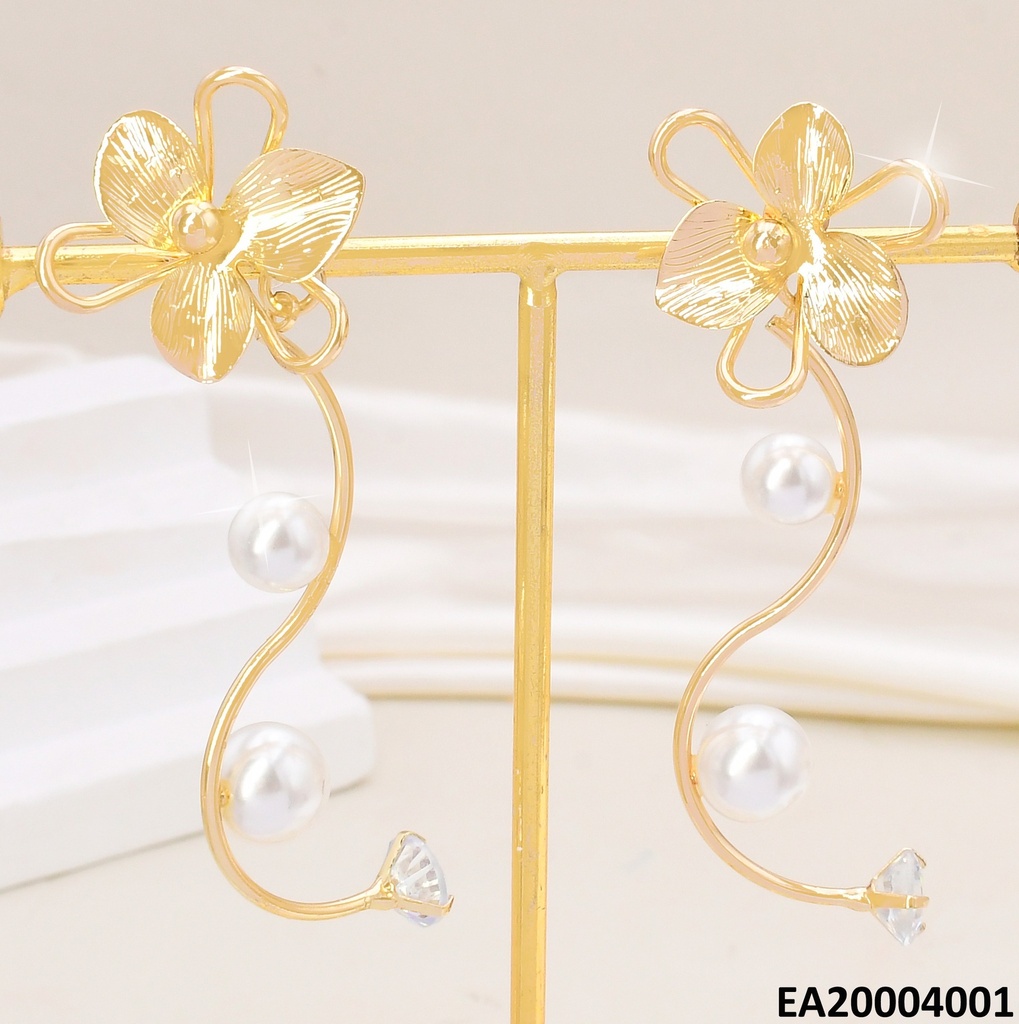 ARETES FLOR C/CURVA 2 PERLAS-ZIRC.RD. EE2016-301