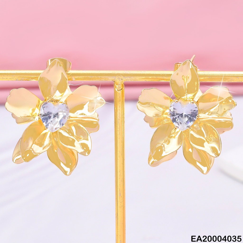 ARETES DOR FLOR AMBAS CARAS / ZIRC CORAZON CENTRO EE2146-301