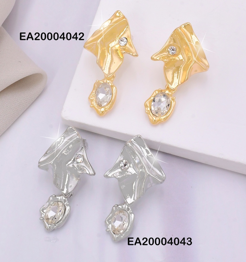ARETES PLAT PLACA EN RELIEVE/ ZIRC OVALADA EE2173-301