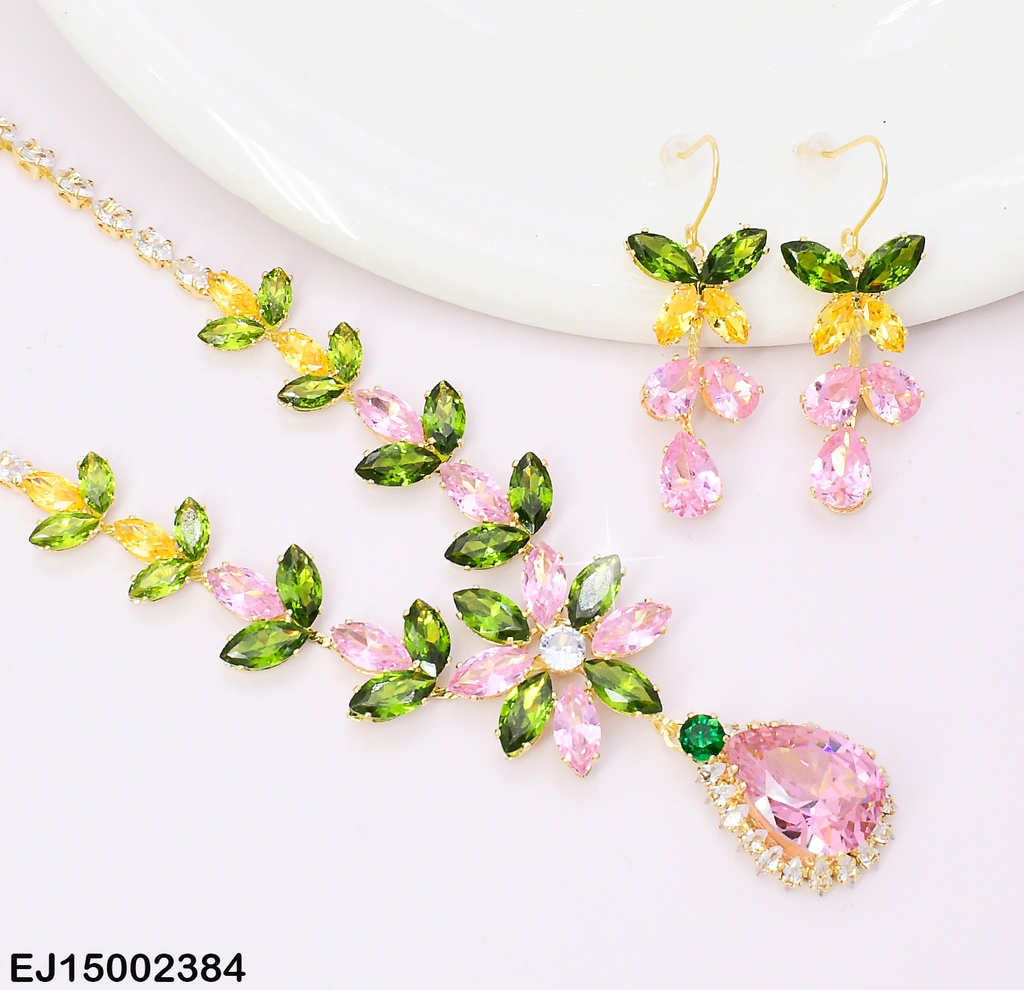 JUEGO GOTA ROSA HOJITAS ZIRC.COL.VARIOS SE692-300