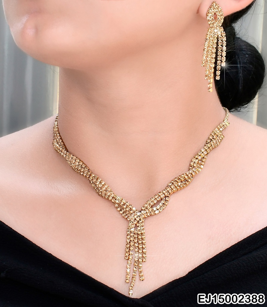 SET DOR. LINEAS ZIRC ENTRELAZADAS/ARETES CROQUI HOJA ZIRC SE696-300
