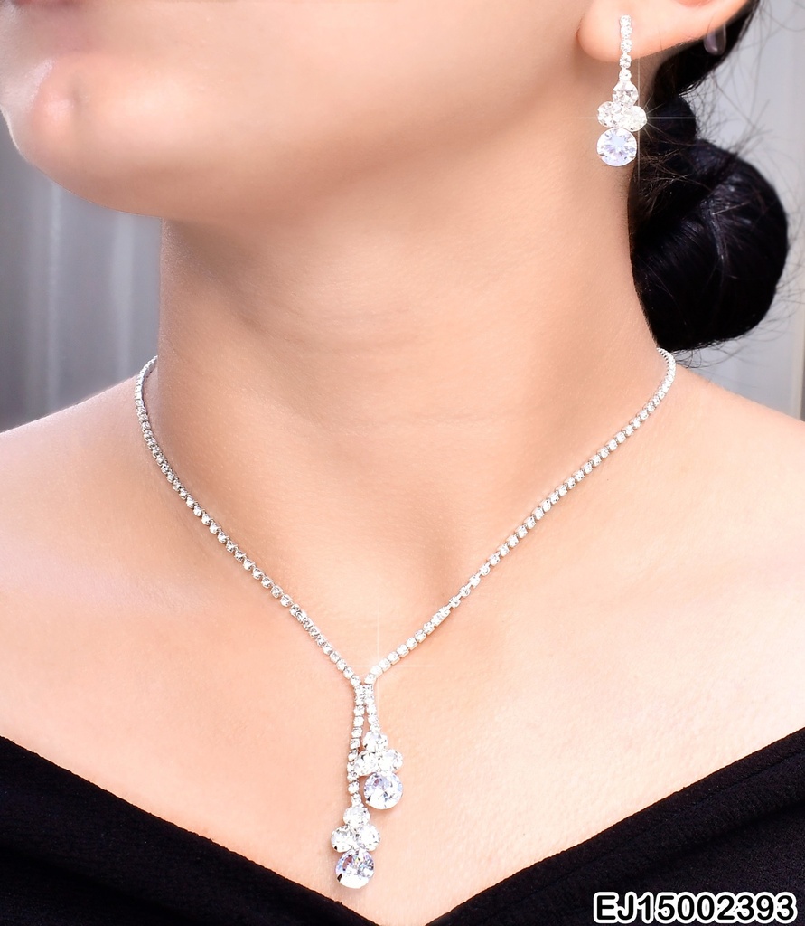 SET PLATEADO ZIRC RD CRISTAL SE701-300