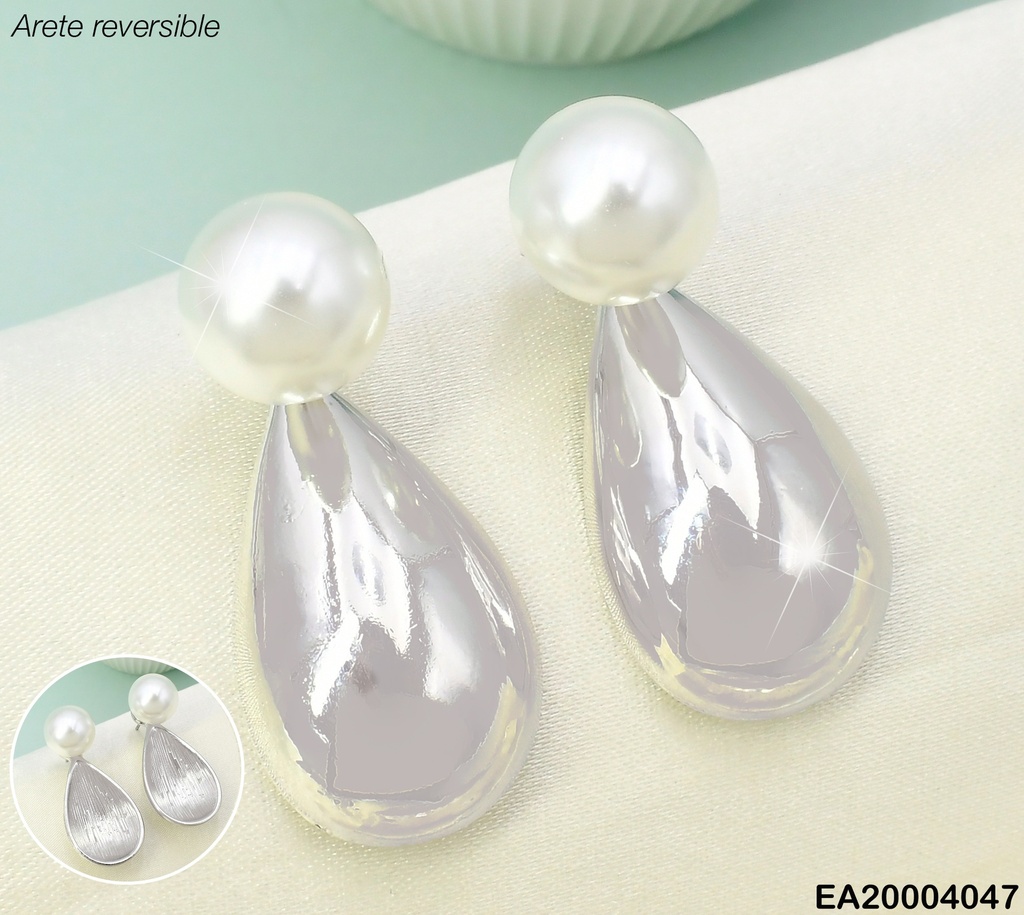 ARETES PERLA/GOTA PLAT LISA COLGANTE EE2185-301