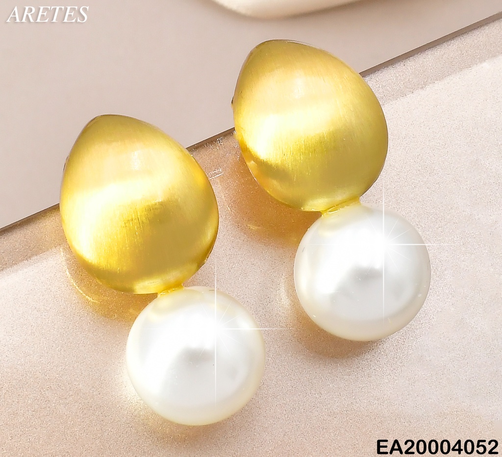 ARETES OVALOS DORADOS C/PERLA COLGANTE EE2190-301