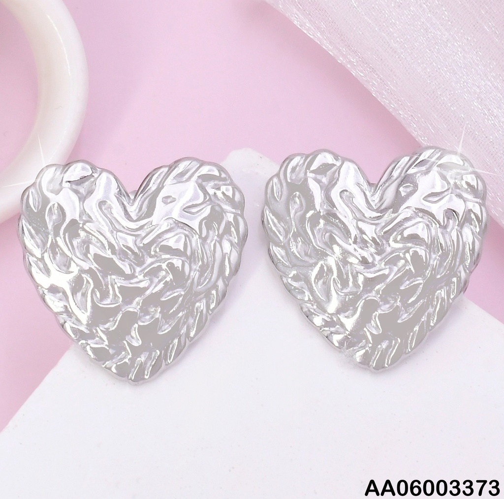 ARETES PLAT CORAZON CORRUGADO  VD085022-113