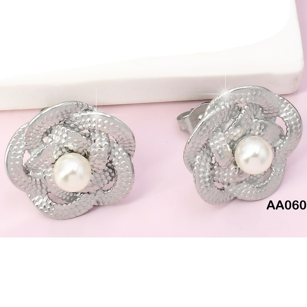 ARETES PLAT. FLORES PET.PUNTEADOS-ENTRELAZ  VD085025-113