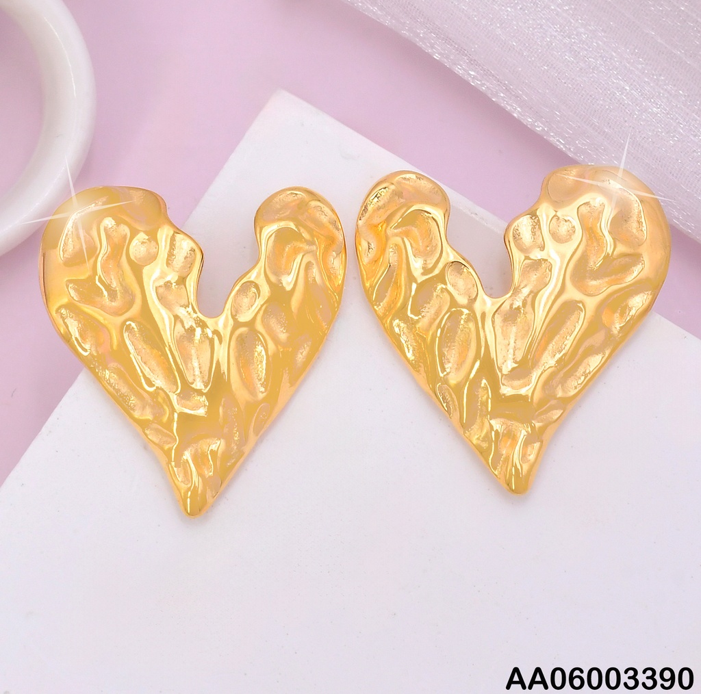 ARETES DOR CORAZON CORRUGADO/V ALARGADA VD084462-113