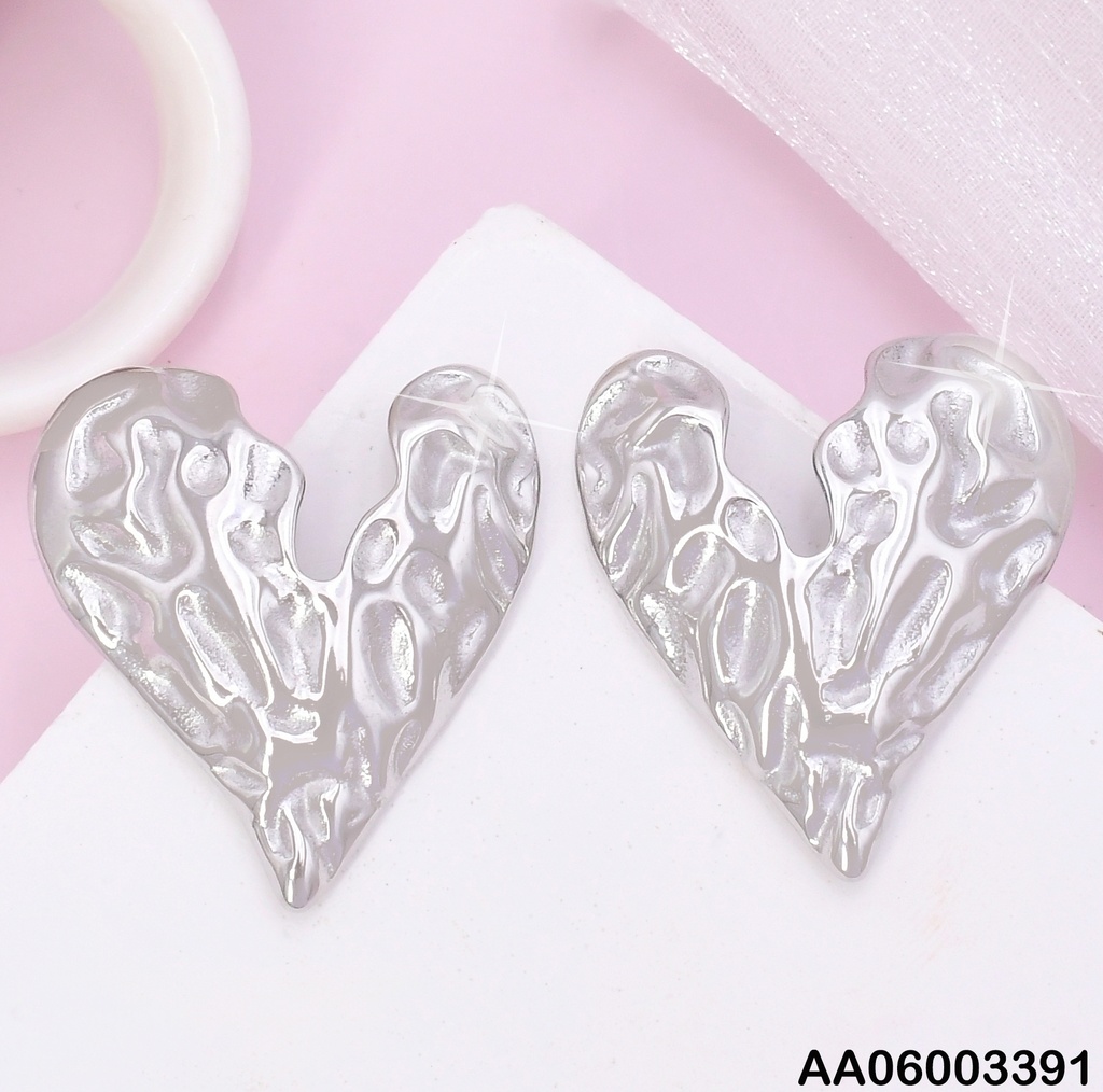 ARETES PLAT CORAZON CORRUGADO/V ALARGADA VD085036-113