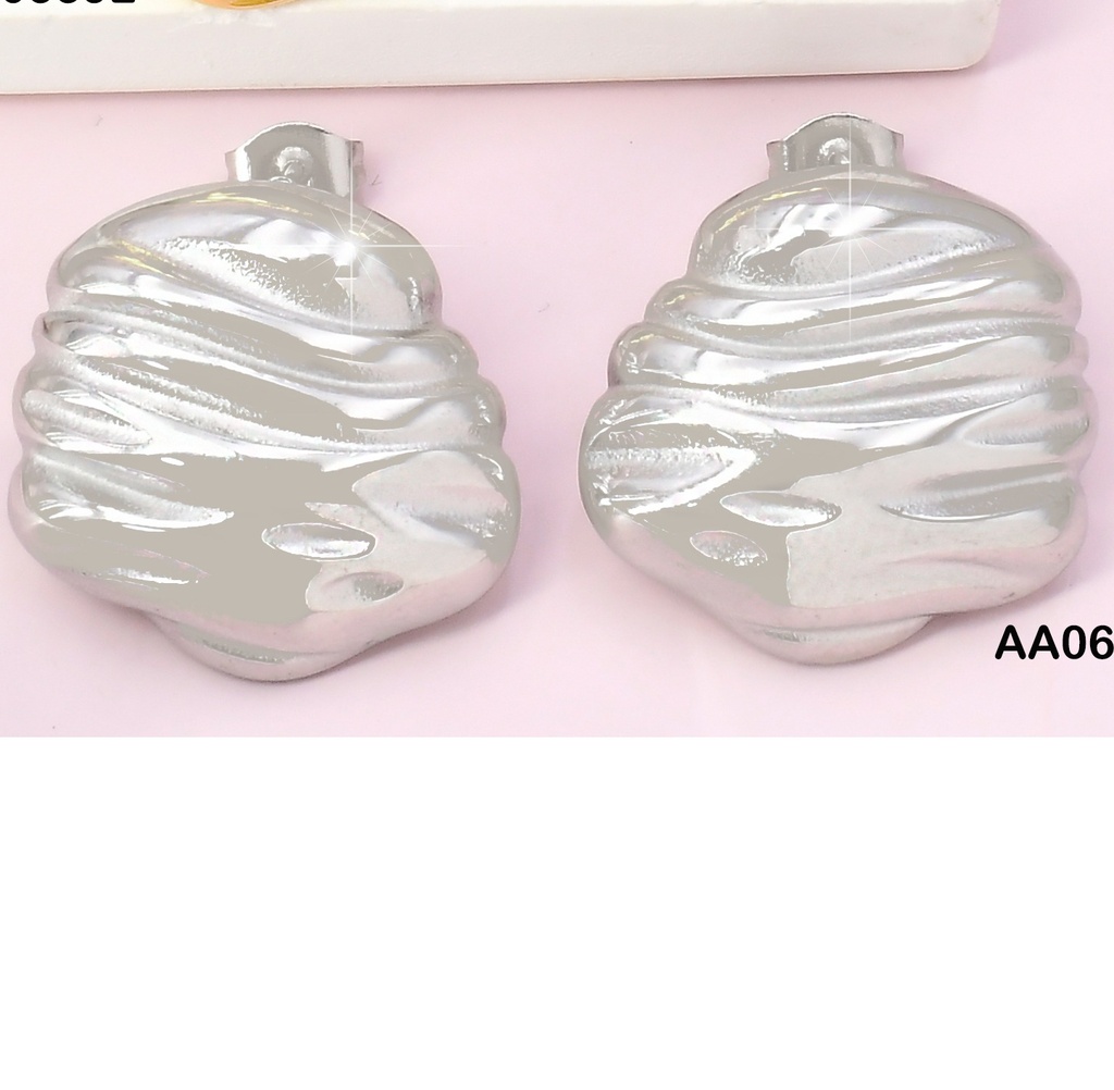 ARETES PLAT. RD IRREGULAR RAYAS GRAB.VD085038-113