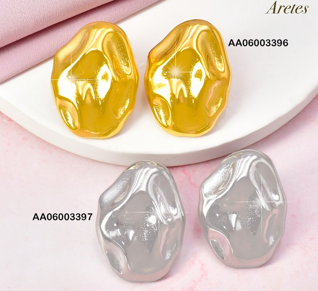 ARETES PLAT.OVALO ABOLLADO VD085040-113