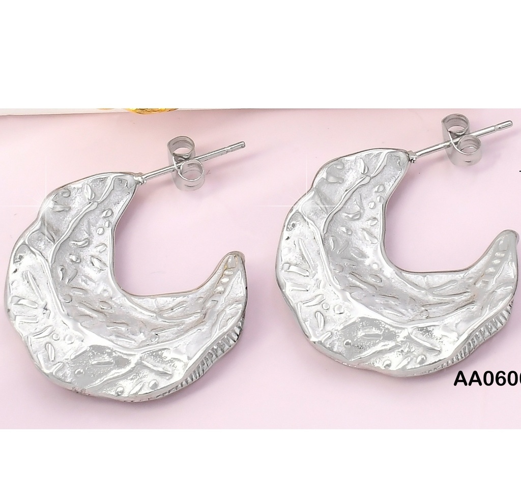 ARETES PLAT. MEDIA LUNA DOBLE GRAB. VD085054-113