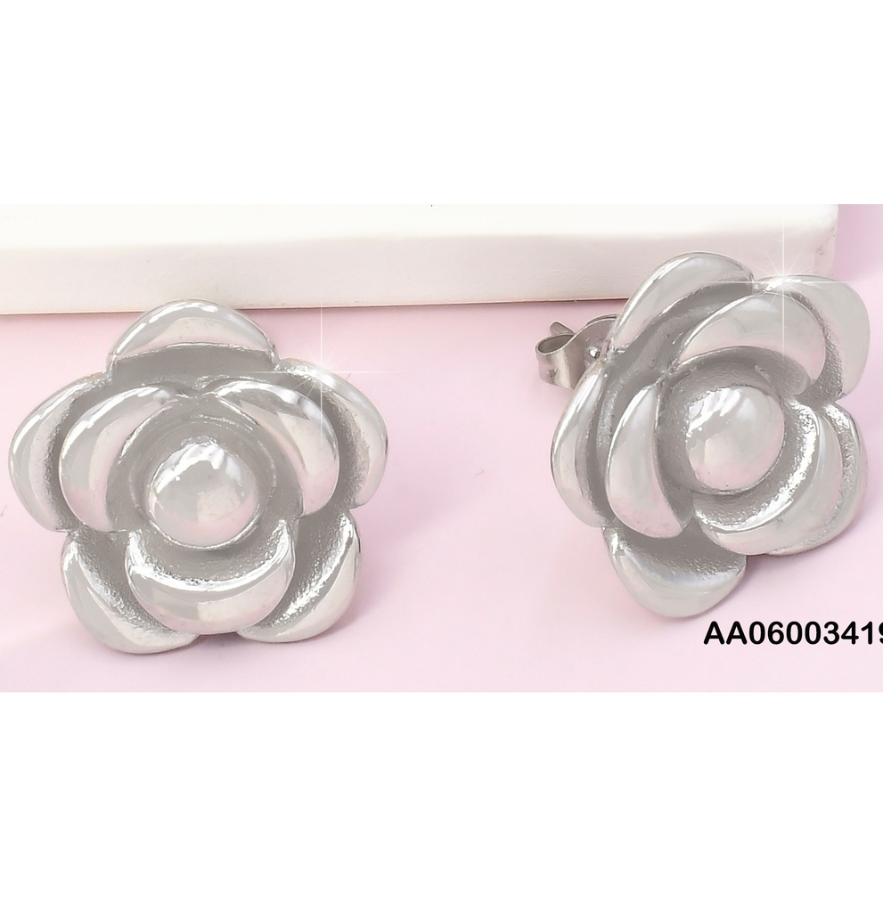 ARETES PLAT. FLOR LISA C/PELOTITA CENTRO VD085064-113
