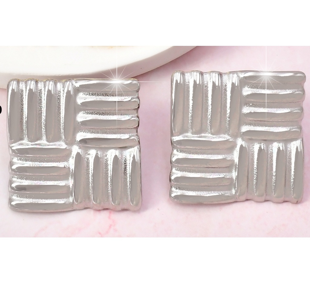 ARETES PLAT. CUADRO RAYAS HORIZ-VERT.VD085085-113