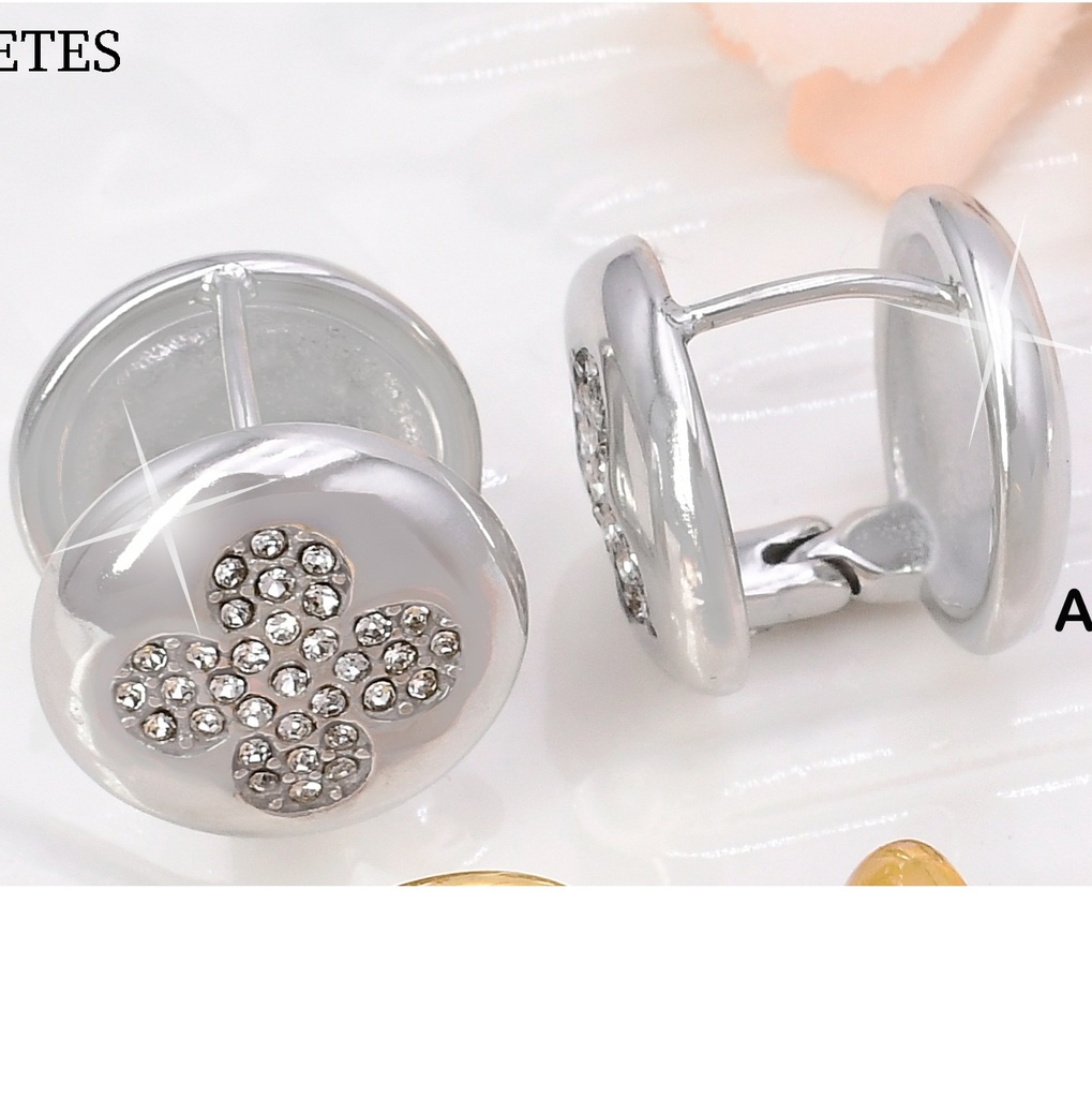 ARETES RD. DOBLE CARA FLOR 4 PET.ZIRC. VD085089-113