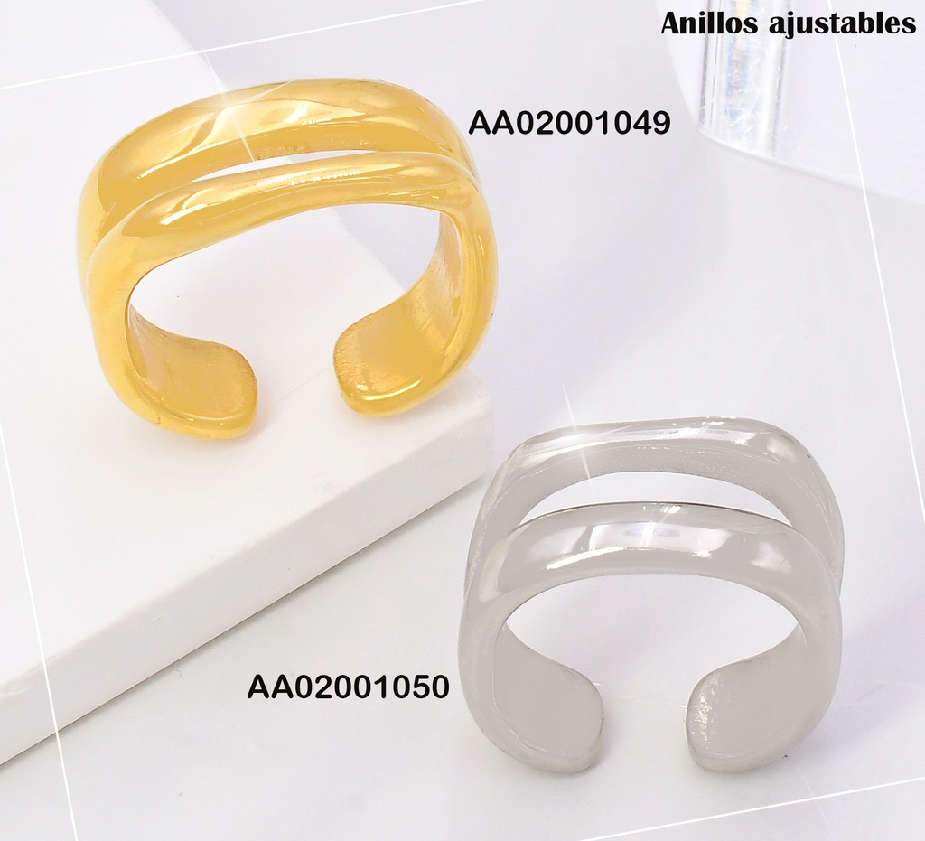 ANILLO PLAT.CUADRADO DOBLE LINEA VD084989-113