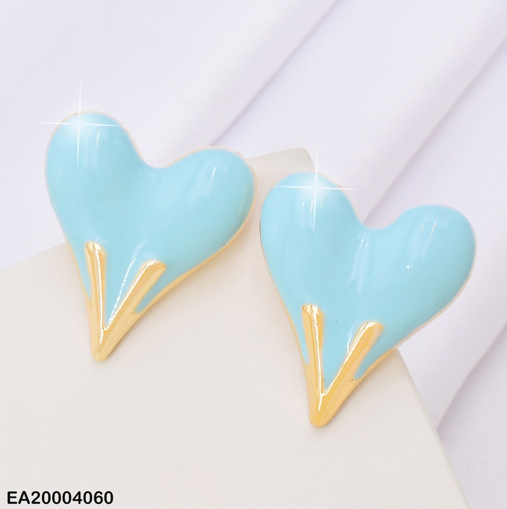 ARETES CORAZON INFLADO CELESTE C/DOR.EE2226-9