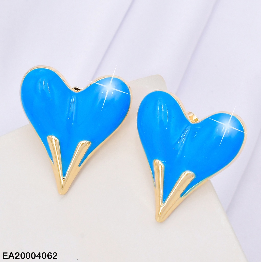 ARETES CORAZON INFLADO AZUL C/DOR.EE2228-9