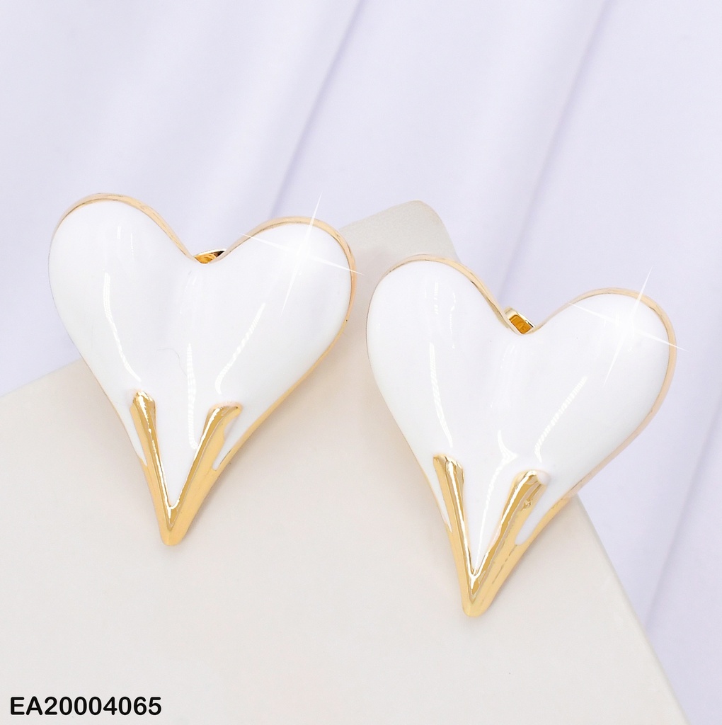 ARETES CORAZON INFLADO BLANCO C/DOR.EE2231-9