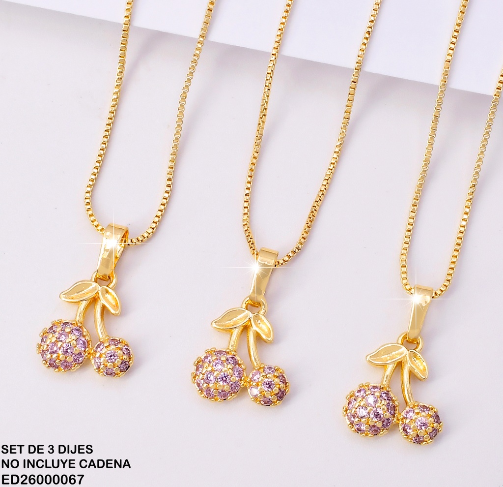 PAQ.3 DIJES PQ. CEREZAS ZIRCONIAS ROSADAS 009K8124-205