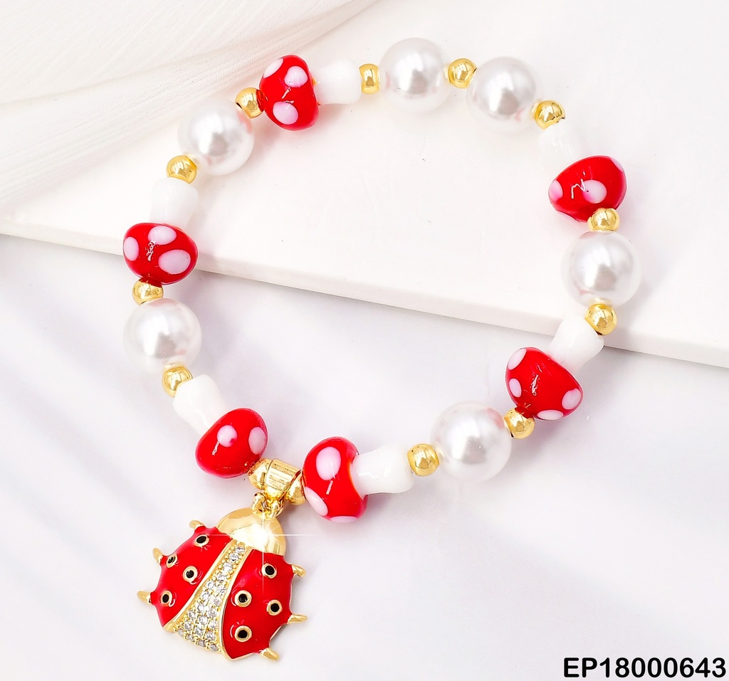 PULSERA HONGUITOS/PERLAS DIJE MARIQUITA BE383-294