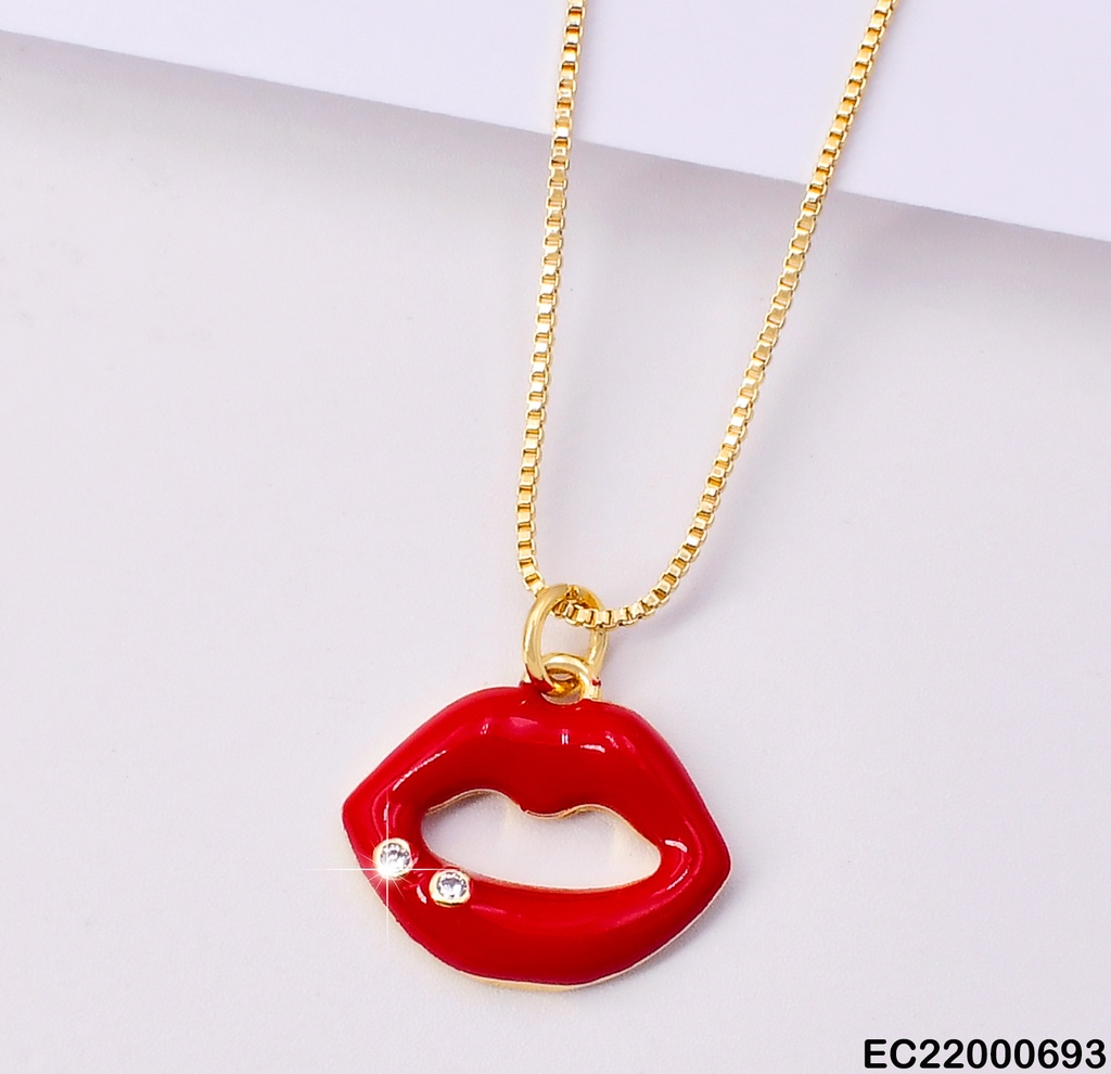 CADENA FINA DIJE LABIOS CON 2 ZIRCONIAS PQ. CE174-294