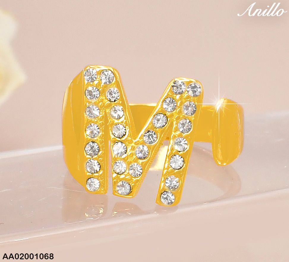 ANILLO DOR ZIRC LETRA"M" RA516-305