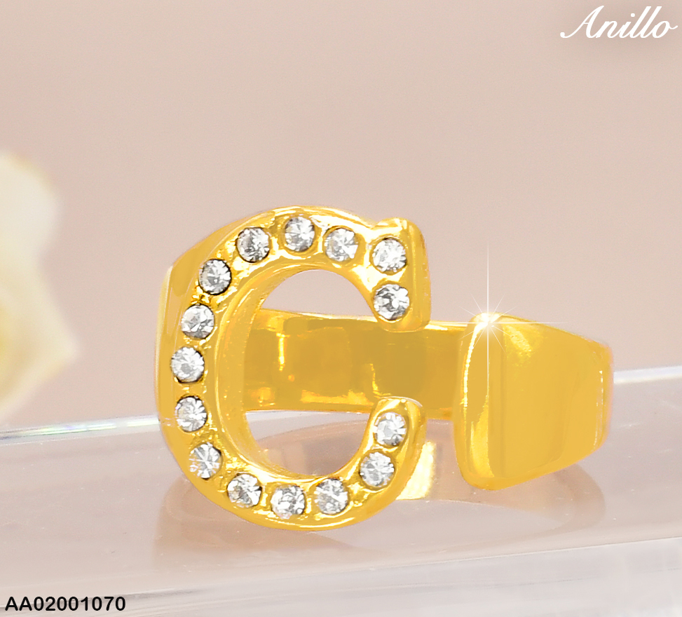 ANILLO DOR ZIRC LETRA"C" RA518-305