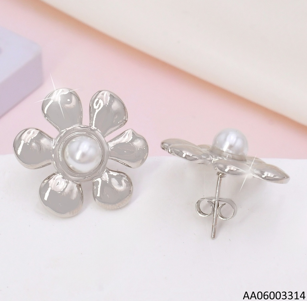 ARETES PLAT FLOR /PERLA CENTRO EA995-303
