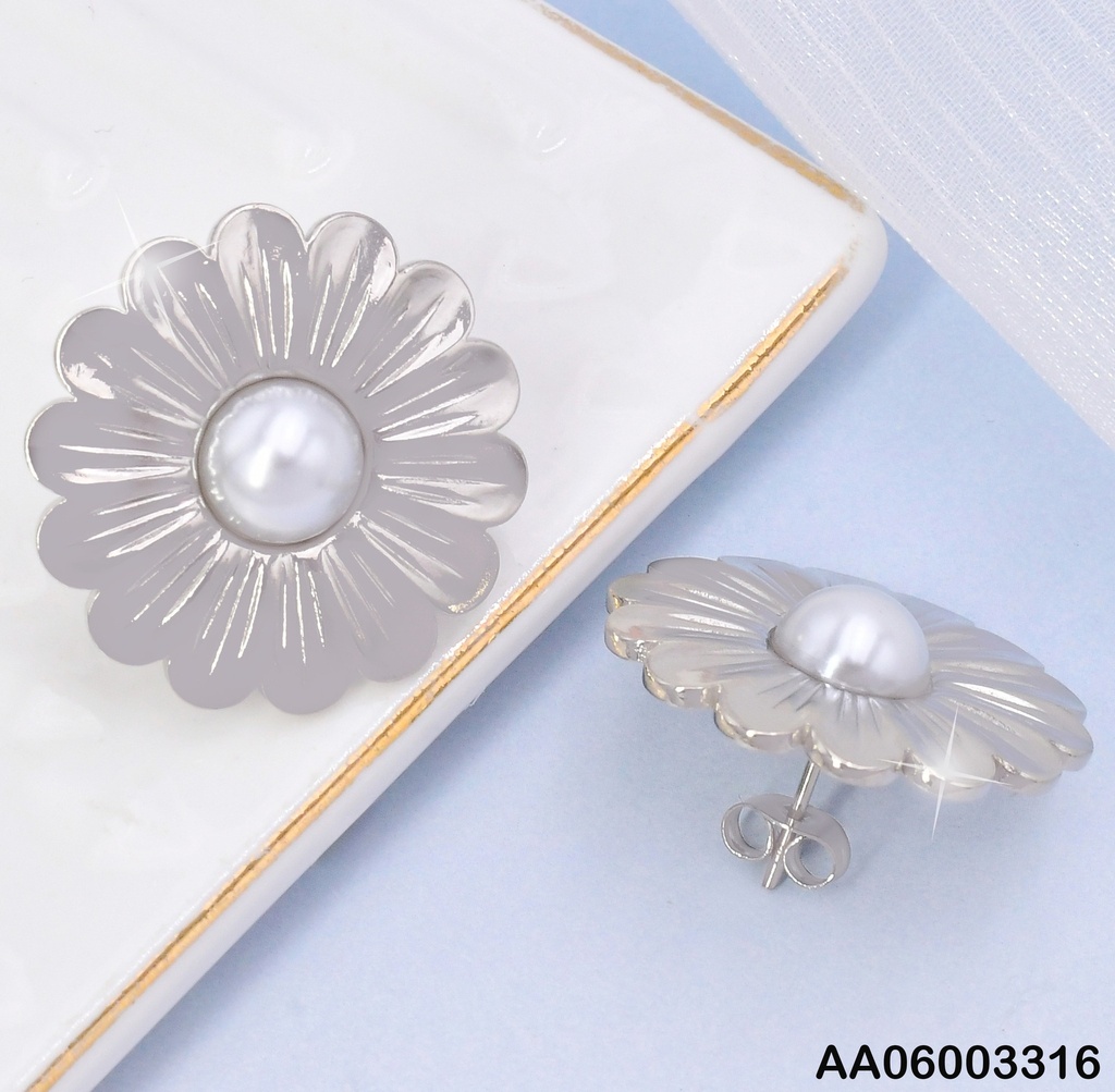 ARETES PLAT FLOR PERLA CENTRO EA997-303
