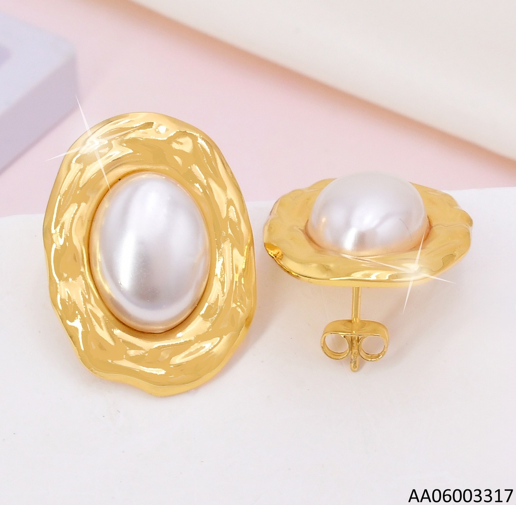 ARETES DOR OVALO /PERLA OVALADA CENTRO EA1000-303