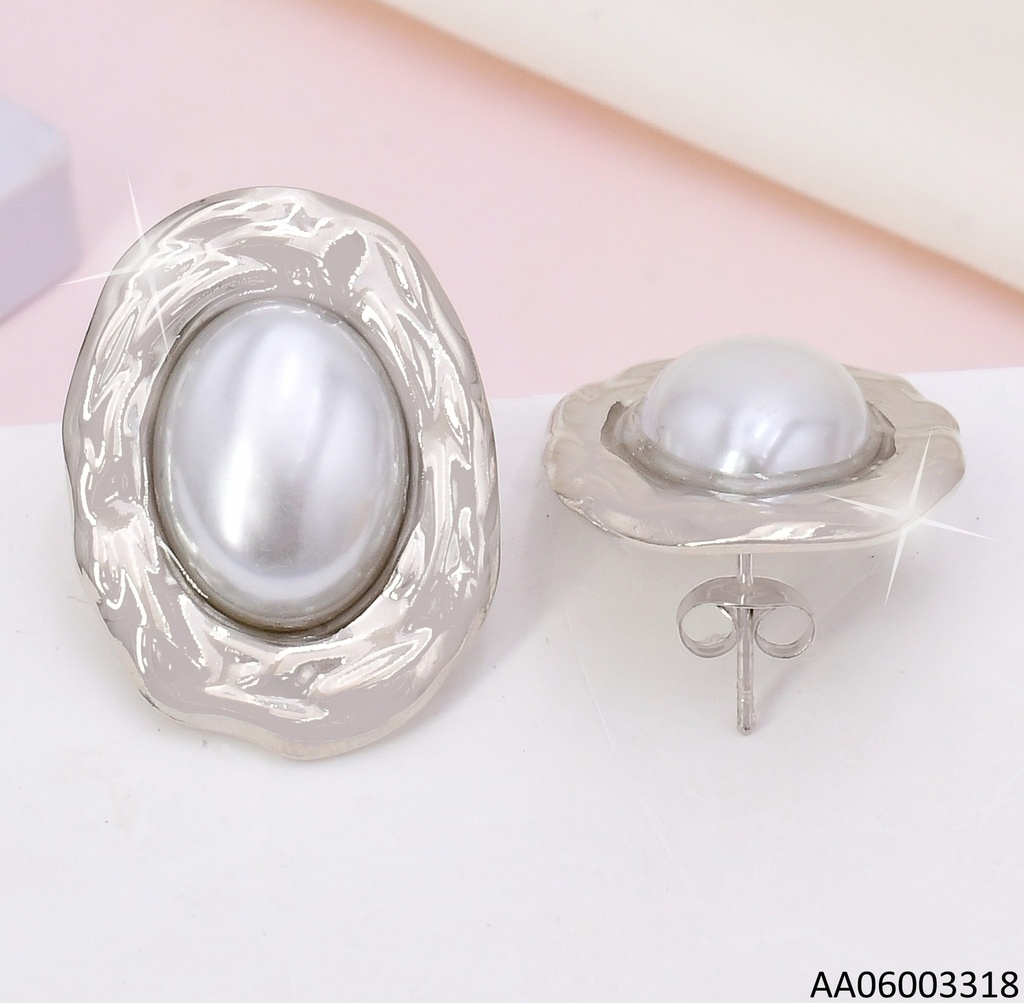 ARETES PLAT OVALO /PERLA OVALADA CENTRO EA1001-303