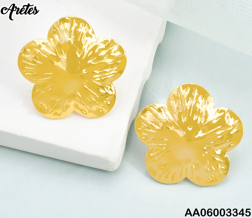 ARETES PLACA FLOR/PETALOS GRABADOS EA1146-270