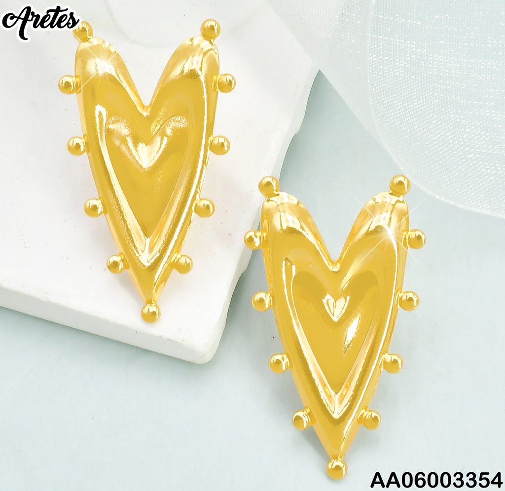 ARETES CORAZON ALARGADO/BORDE PELOTITAS EA1156-270