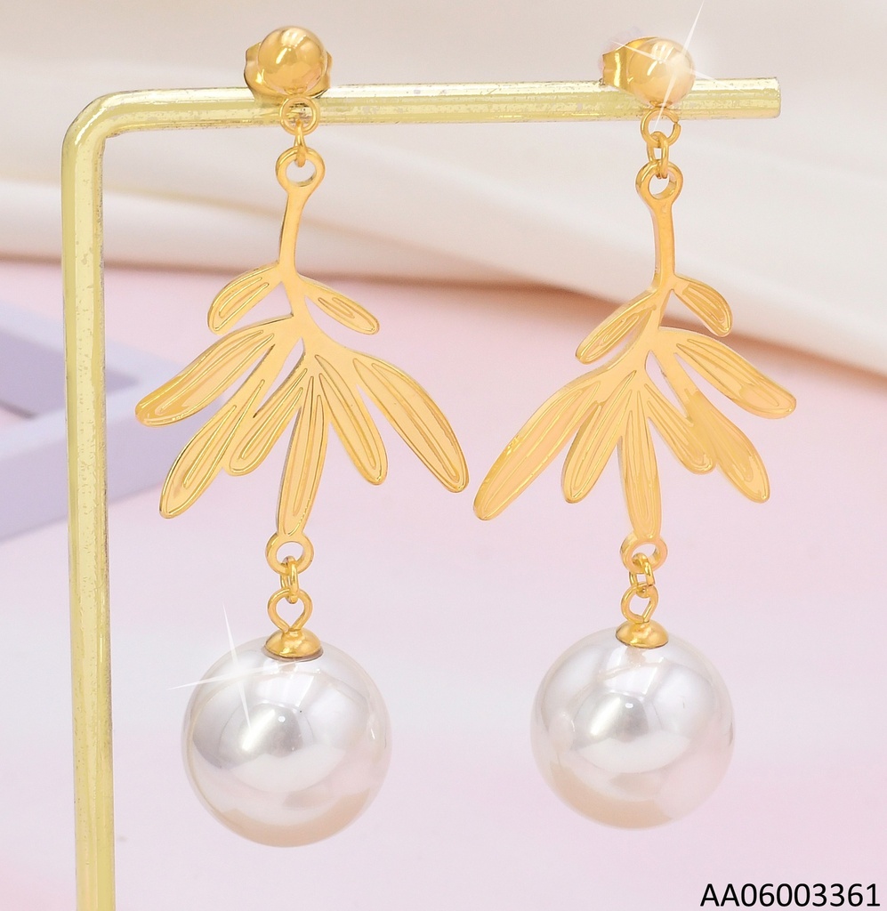 ARETES DOR HOJITAS/ PERLA COLGANTE EA1166-45