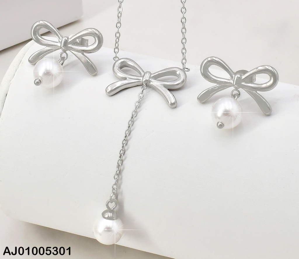 SET PLAT. LAZO PERLA COLGANTE SA887-118