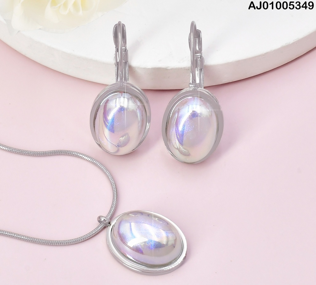 JUEGO PLAT.PERLA OVAL./CADENA COLA RATON SA949-45