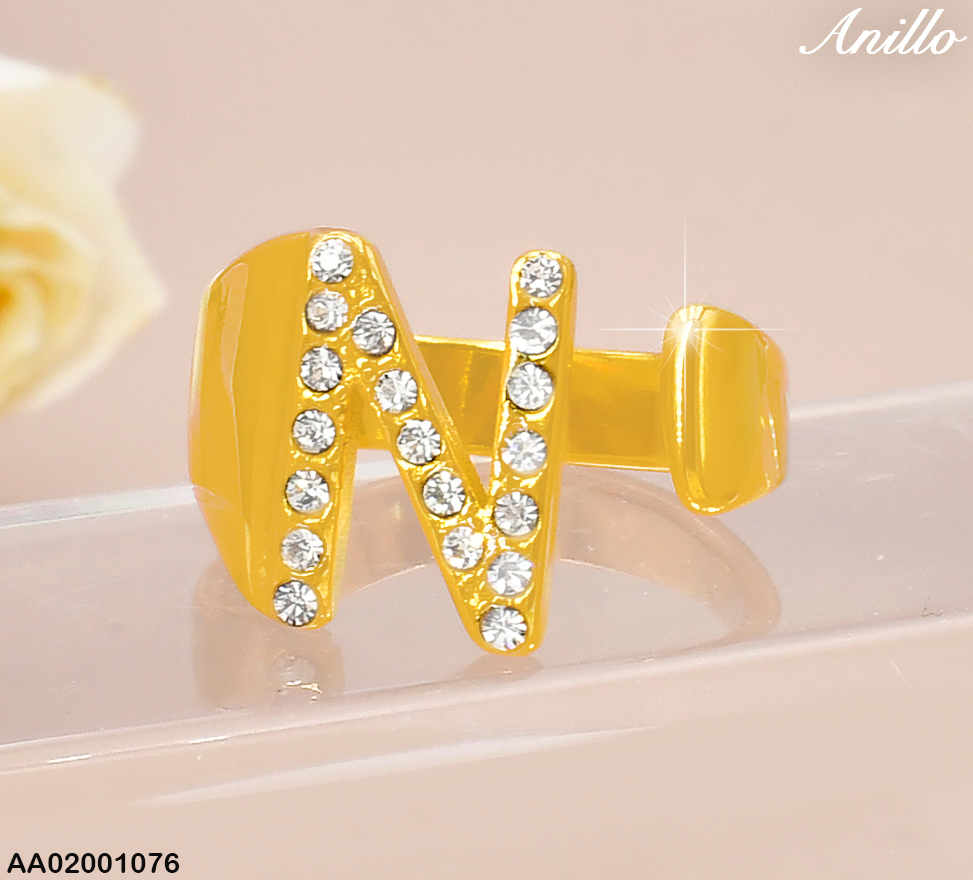 ANILLO DOR ZIRC LETRA"N" RA525-305