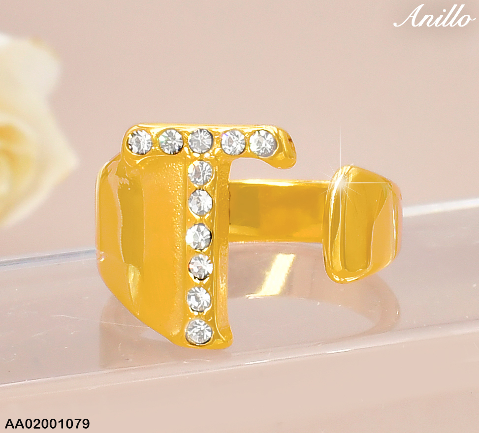 ANILLO DOR ZIRC LETRA"T" RA528-305