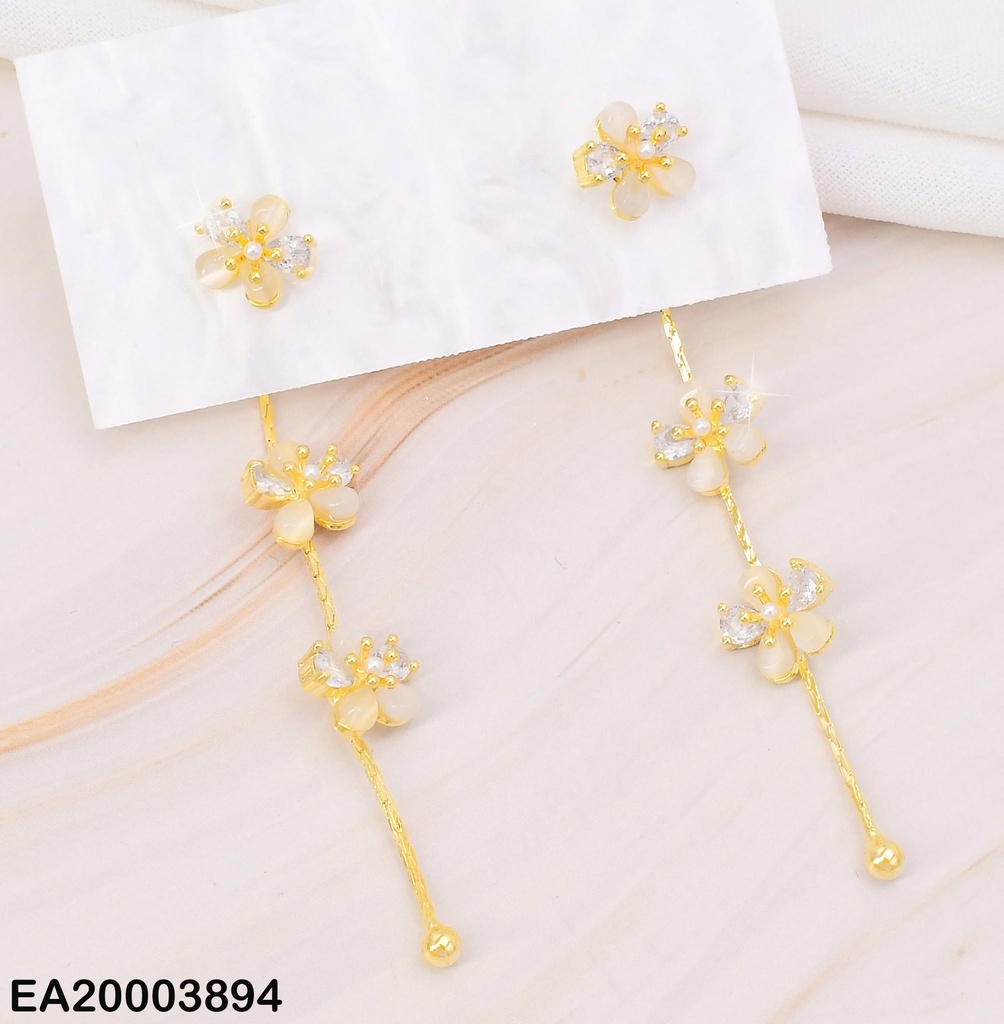 ARETES DOR LINEA 3 FLORES EN VERTICAL EE1188-132