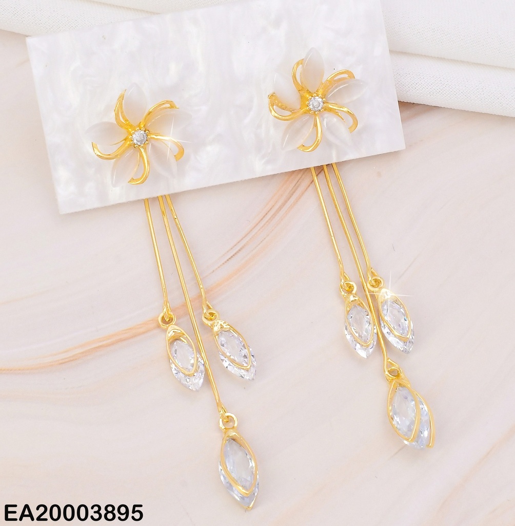 ARETES DOR FLOR/ZIRC OVALADAS COLGANTES EE1192-132