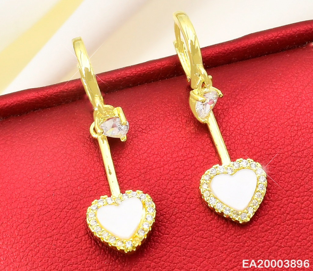 ARETES HUGGIES ZIRC/ CORAZON BLANCO COLGANTE EE1223-132